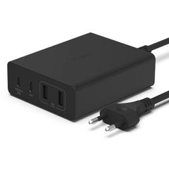 BELKIN WCH010vfBK 108W 4-Ports USB GaN Desktop Charger (Dual C and Dual A) and 2M Cord, Black