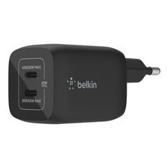 BELKIN WCH013vfBK 65W DUAL USB-C GAN WALL CHARGER WITH PPS, Black
