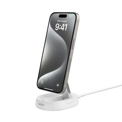 BELKIN WIA008VFWH BOOST^CHARGE Folding Wireless Charging Stand with Qi2/MagSafe Compatible 15w, White