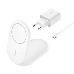 BELKIN WIB007VFWH BOOST^CHARGE Qi2 15W Magnetic Foldable Wireless Charging Stand, White