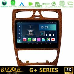 BIZZAR U-G-MB0925W G+ Series Mercedes C Class (W203) 8core Android14 6+128GB Navigation Multimedia 9" (Wooden Style)