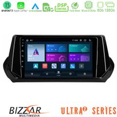 BIZZAR U-UL2-PG1071 Ultra Series Peugeot 208 2019-2023 8Core Android13 8+128GB Navigation Multimedia Tablet 9"