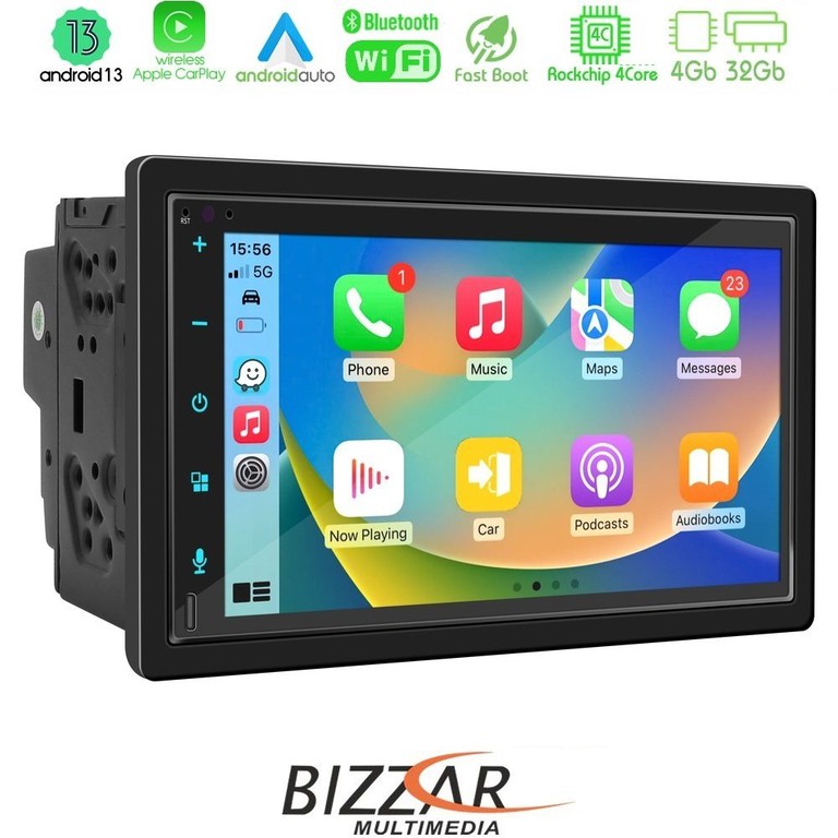 BIZZAR U-BZ-CA61-PRO 2DIN Deck 4core Android13 4+32GB Navigation Multimedia Deckless 6.9" με Carplay/AndroidAuto