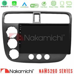 NAKAMICHI U-N44-HD174N NAM5260 Series 4Core Android13 4+64GB Honda Civic 2001-2005 Navigation Multimedia Tablet 9" Με Carplay & Android Auto