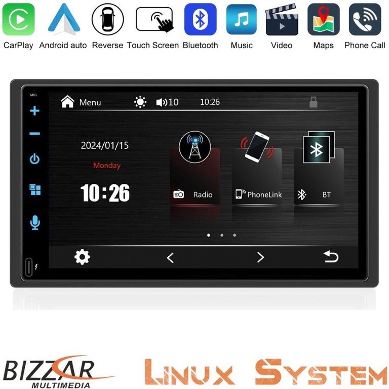 BIZZAR U-BZ-CA61-BTC 2DIN Deck Multimedia Deckless 6.9" με Carplay/AndroidAuto CA-61BTC