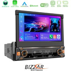BIZZAR U-BL-7002 1DIN Deck 4core Android14 2+32GB Navigation Multimedia Deckless 7" με Carplay/AndroidAuto
