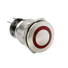 LAMPA L4557.4 ΔΙΑΚΟΠΤΗΣ ΜΠΟΥΤΟΝ (BUTTON) 12/24V 5Amax 5PIN IP65 ON/OFF ME LED ΚΟΚΚΙΝΟ ΑΝΟΞΕΙΔΩΤΟ ΑΤΣΑΛΙ​ - 1 TEM.