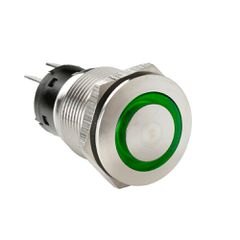 LAMPA L4557.5 ΔΙΑΚΟΠΤΗΣ ΜΠΟΥΤΟΝ (BUTTON) 12/24V 5Amax 5PIN IP65 ON/OFF ME LED ΠΡΑΣΙΝΟ ΑΝΟΞΕΙΔΩΤΟ ΑΤΣΑΛΙ - 1 TEM.