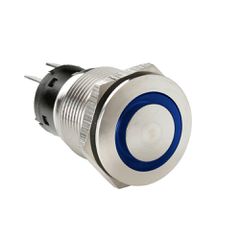 LAMPA L4557.6 ΔΙΑΚΟΠΤΗΣ ΜΠΟΥΤΟΝ (BUTTON) 12/24V 5Amax 5PIN IP65 ON/OFF ME LED ΜΠΛΕ ΑΝΟΞΕΙΔΩΤΟ ΑΤΣΑΛΙ - 1 TEM.
