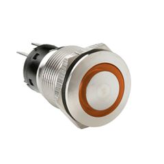 LAMPA L4557.7 ΔΙΑΚΟΠΤΗΣ ΜΠΟΥΤΟΝ (BUTTON) 12/24V 5Amax 5PIN IP65 ON/OFF ME LED ΠΟΡΤΟΚΑΛΙ ΑΝΟΞΕΙΔΩΤΟ ΑΤΣΑΛΙ - 1 TEM.