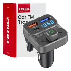 AMIO 04649/AM FM Transmitter Αναπτήρα τύπου FMT02 τάση λειτουργίας 12-24V με 2xUSB Type-A και 1xUSB Type-C για Επιβατικά Αυτοκίνητα και Φορτηγά - 1 τεμ.