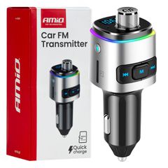 AMIO 04654/AM FM Transmitter Αυτοκινήτου 12/24V με 2xUSB Type-A και Υποδοχή microSD - 1 τεμ.