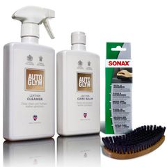 AUTOGLYM LEATHER CLEANER 500ML ΚΑΘΑΡΙΣΤΙΚΌ ΔΈΡΜΑΤΟΣ + LEATHER CARE BALM 500ML ΚΡΈΜΑ ΠΡΟΣΤΑΣΊΑΣ ΔΈΡΜΑΤΟΣ + SONAX ΕΙΔΙΚΉ ΒΟΎΡΤΣΑ ΓΙΑ ΚΑΘΑΡΙΣΜΌ ΔΕΡΜΆΤΩΝ ΚΑΙ ΤΑΠΕΤΣΑΡΊΑΣ