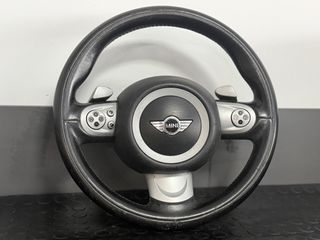 MINI COOPER S (R56) '06-15' ΔΕΡΜΑΤΙΝΟ ΣΠΟΡ ΤΙΜΟΝΙ ΜΕ PADDLES ( ΟΙ ΤΙΜΕΣ ΕΙΝΑΙ ΕΝΔΕΙΚΤΙΚΕΣ)
