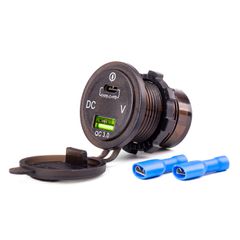 AMIO 02857/AM ΠΡΙΖΑ ΦΟΡΤΙΣΗΣ ΜΕ 2 ΘΥΡΕΣ USB + TYPE C ΚΑΙ ΨΗΦΙΑΚΟ ΒΟΛΤΟΜΕΤΡΟ ΜΕ ΚΑΠΑΚΙ ΜΑΥΡΗ 12/24V - 1 τεμ.5-12V 3.0A QUICK CHARGER MOD-07