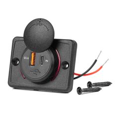 AMIO 04231/AM ΠΡΙΖΑ ΜΕ 2 ΘΥΡΕΣ-USB+USB-C ΚΑΙ ΚΑΠΑΚΙ 12/24V QUICK CHARGE 3.0 ΑΔΙΑΒΡΟΧΗ ΤΕΤΡΑΓΩΝΟ ΣΧΗΜΑ ΜΑΥΡΗ - 1 Τεμ.