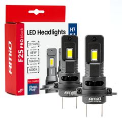 AMIO 04720/AM Λαμπτήρες LED F25 PRO Black Edition H7 68W 12-24V Full CAN Bus με Φωτεινότητα 7646lm σε Ψυχρό Λευκό 6000K για Επιβατικά Αυτοκίνητα & Φορτηγά - Σετ 2 τεμ.