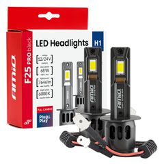 AMIO 04717/AM Λαμπτήρες LED F25 PRO Black Edition H1 68W 12-24V Full CAN Bus με Φωτεινότητα 7646lm σε Ψυχρό Λευκό 6000K για Επιβατικά Αυτοκίνητα & Φορτηγά - Σετ 2 τεμ.