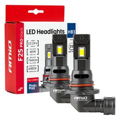 AMIO 04722/AM Λαμπτήρες LED F25 PRO Black Edition HB3 (9005) 68W 12-24V Full CAN Bus με Φωτεινότητα 7646lm σε Ψυχρό Λευκό 6000K για Επιβατικά Αυτοκίνητα & Φορτηγά - Σετ 2 τεμ.
