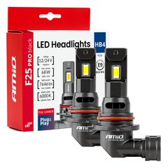 AMIO 04723/AM Λαμπτήρες LED F25 PRO Black Edition HB4 (9006) 68W 12-24V Full CAN Bus με Φωτεινότητα 7646lm σε Ψυχρό Λευκό 6000K για Επιβατικά Αυτοκίνητα & Φορτηγά - Σετ 2 τεμ. Amio - Λαμπτήρες LED F2