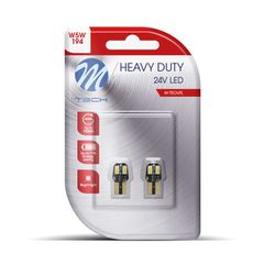 M-TECH LB988R/MT W5W 24V BA15s 8xSMD3528 LED ΚΟΚΚΙΝΟ HEAVY DUTY BLISTER - 2 Τεμ.