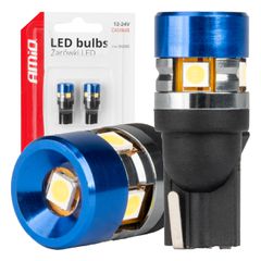 AMIO 04240/AM Λάμπες LED T10 W5W τάση λειτουργίας 12/24V με 5xSMD 3030 Can-bus λευκό φως 5.500K (σε χρώμα μπλε-μαύρο) για Επιβατικά Αυτοκίνητα και Φορτηγά - 2 τεμ.