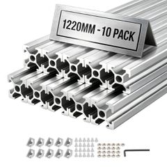 VEVOR 10PCS Προφίλ Εξώθησης Αλουμινίου 2020, 48 ίντσες 1220 mm, Υποδοχή T, Ευρωπαϊκό Πρότυπο, Ανοδιωμένη Γραμμική Ράγα, Υψηλής Αντοχής Εξωθημένη Ράγα Αλουμινίου, για Ανταλλακτικά Τρισδιάστατων Εκτυπωτ