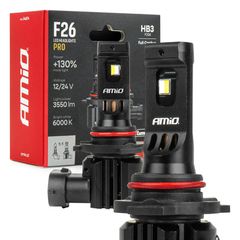 ---Κλειστά έως 21/8/2026--- AMiO - Λάμπες LED F26 Pro Series HB3 12/24V 68W 2900-3550lm 6.000K Full Can-Bus Plug-Play - 2 Τεμ. (
