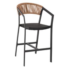 ΣΚΑΜΠΟ ΑΛΟΥΜΙΝΙΟΥ MIRI HM5892.15 ΜΕΣΑΙΟΥ ΥΨΟΥΣ RATTAN & TEXTLINE ΜΑΥΡΟ ΜΠΕΖ 55x56,5x99Υ