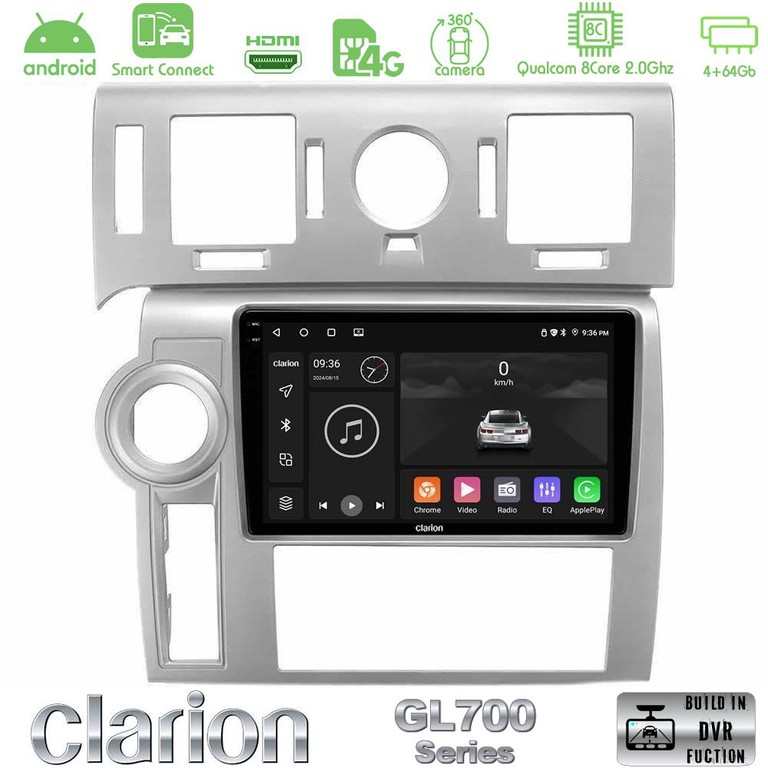 Clarion GL700 Series 8Core Android ClarionOS 4+64GB Hummer H2 2008-2009 Navigation Multimedia Tablet 9" Με Carplay & Android Auto