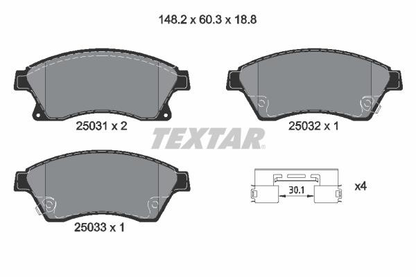 Σετ τακάκια, δισκόφρενα Q+ TEXTAR 2503101