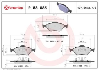 Σετ τακάκια, δισκόφρενα PRIME LINE BREMBO P83085