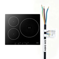 VEVOR Επαγωγική Εστία 60 cm 3 Εστίες Εντοιχιζόμενη Ηλεκτρική Κουζίνα 220V 6200W, Επιτραπέζια Επαγωγική Εστία, με 9 Επίπεδα Ισχύος, Οθόνη Αφής LED, Κεραμική Γυάλινη Επιφάνεια, Κλείδωμα Παιδιών, για Κου