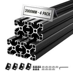Προφίλ εξώθησης αλουμινίου VEVOR 4PCS 4040, 78,74 ίντσες 2000 mm, γραμμική ράγα ανοδιωμένου αλουμινίου ευρωπαϊκού προτύπου, υψηλής αντοχής, για εξαρτήματα τρισδιάστατων εκτυπωτών και πάγκο εργασίας CN