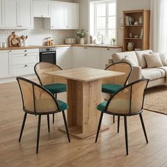 Σετ τραπεζαρία 5τμχ Allos - Jacob Megapap χρώμα sapphire oak - κυπαρισσί 75x75x77εκ.