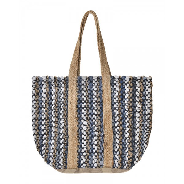Ble Γυναικεία Τσάντα Θαλάσσης Γιούτα Blue 31X40X31 SS '26