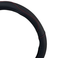 Δερμάτινο κάλυμμα τιμονιού 38 cm - Black - carbon με κόκκινες ραφές - 1 τμχ.-thumb-4