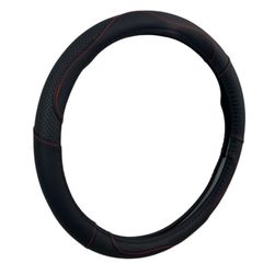 Δερμάτινο κάλυμμα τιμονιού 38 cm - Black - carbon με κόκκινες ραφές - 1 τμχ.-thumb-5
