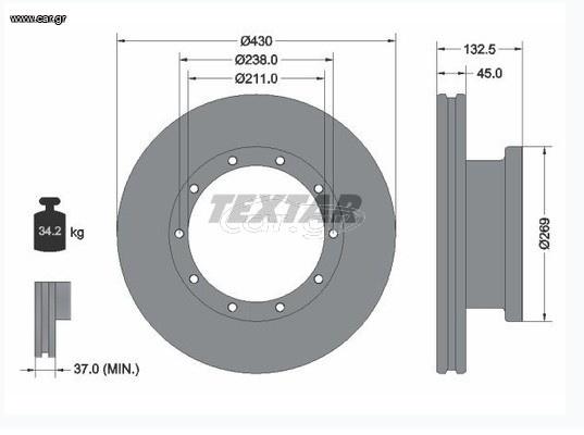93087900 TEXTAR Δισκόπλακα Mercedes (1991+)