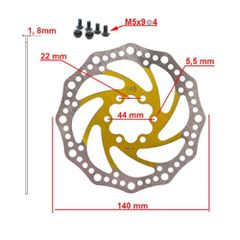 Δισκόπλακα | eWheel | 6 Bolt | 140mm | Κίτρινη-thumb-2
