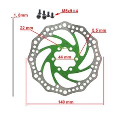 Δισκόπλακα | eWheel | 6 Bolt | 140mm | Πράσινη-thumb-1