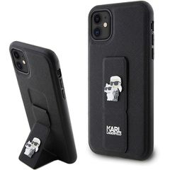 Karl Lagerfeld Gripstand Saffiano Karl Pins case for iPhone 11 / Xr - black