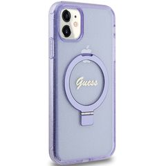 Guess Ring Stand Script Glitter MagSafe case for iPhone 11 / Xr - purple-thumb-3