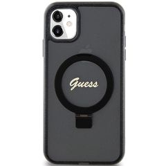 Guess Ring Stand Script Glitter MagSafe case for iPhone 11 / Xr - black-thumb-2