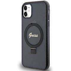 Guess Ring Stand Script Glitter MagSafe case for iPhone 11 / Xr - black-thumb-1