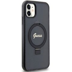 Guess Ring Stand Script Glitter MagSafe case for iPhone 11 / Xr - black-thumb-3