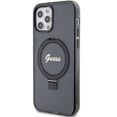 Guess Ring Stand Script Glitter MagSafe case for iPhone 12/12 Pro - black-thumb-1