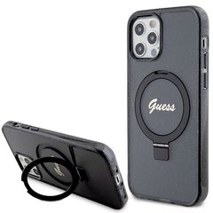 Guess Ring Stand Script Glitter MagSafe case for iPhone 12/12 Pro - black