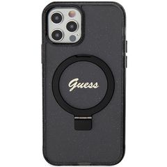 Guess Ring Stand Script Glitter MagSafe case for iPhone 12/12 Pro - black-thumb-2