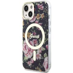 Guess Flower MagSafe case for iPhone 14 - black-thumb-1